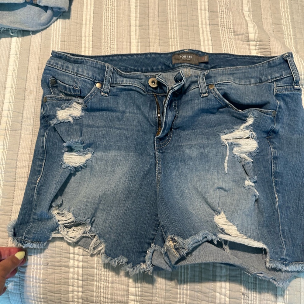 Torrid Blue Distressed Jean Shorts